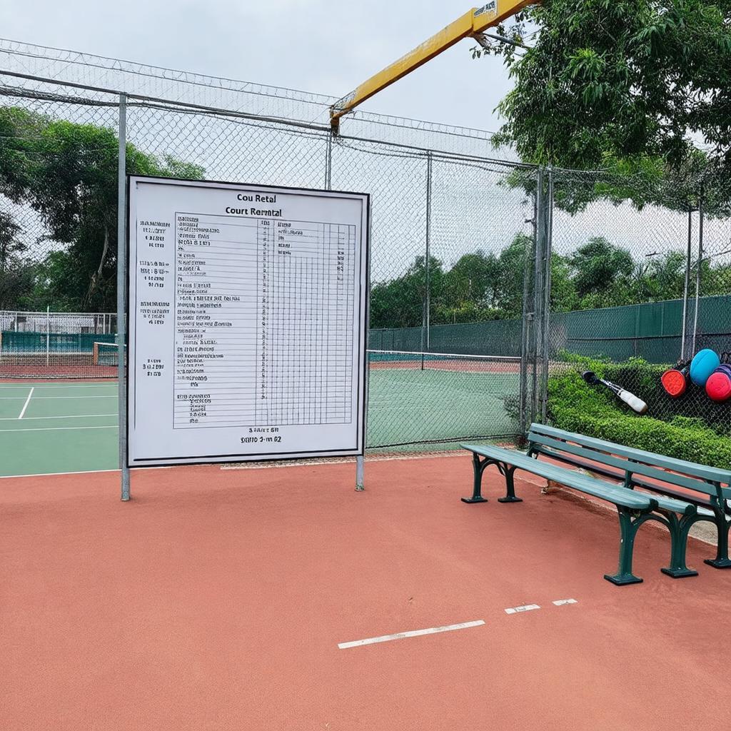 Bang gia thue san va khu vuc nghi ngoi tai san tennis cay da